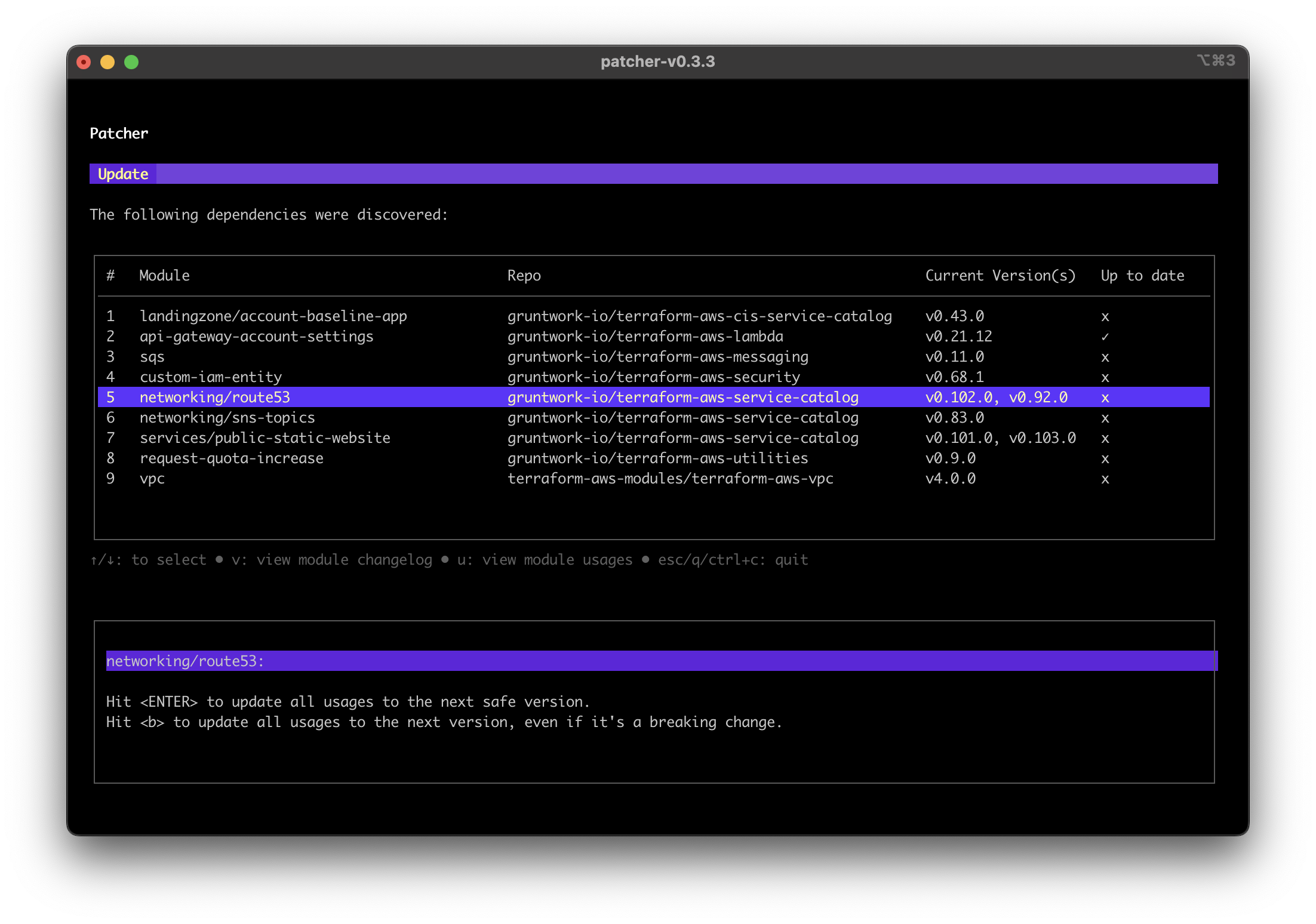 Patcher update screenshot showing dependency that can be updated
