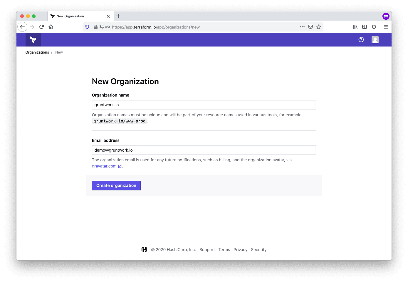 Create an organization in TFC